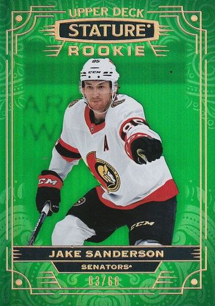 insert RC karta JAKE SANDERSON 22-23 Stature Rookie Green /66